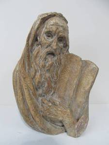 lot 239 image: Large Heavy Vintage Bust Sculpture - Arnold Henry Bergier - Moses & 10 Commandments
