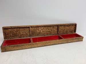 lot 153 image: Antique Folk Art Pyrography Long Wood Box