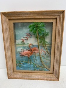 lot 154 image: Vintage 1940s-50s 3D Wonder Pictures Flamingo Artwork