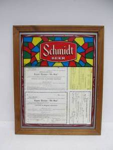 lot 178 image: Vintage SCHMIDT BEER Stained Glass Style Beer Sign