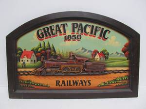 lot 274 image: 3D Wooden Great Pacific Railways Railroad Display Sign