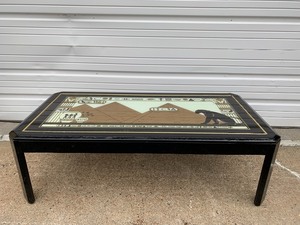 lot 51 image: Egyptian Motif Reverse on Glass Coffee Table