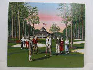 lot 282 image: Signed HARGROVE Litho on Canvas Golf Artwork