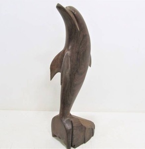lot 283 image: Hand Carved Hardwood Dolphin Sculpture