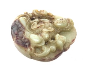 lot 101 image: Large Old Early Hand Carved Chinese Jade Pendant