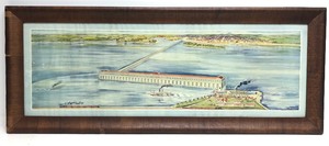 lot 181 image: Large Antique Framed Riverboat Scene Print