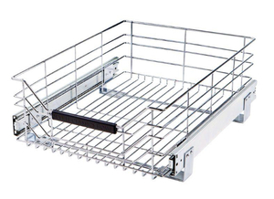lot 97 image: SEVILLE CLASSICS 14 in W x 17.75 in D, Pull-Out Sliding Steel Wire Cabinet Organizer Drawer
