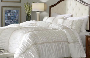 lot 104 image: HOME DECORATORS COLLECTION Romany 3-Piece Ivory Cotton Ruched Full Comforter Set