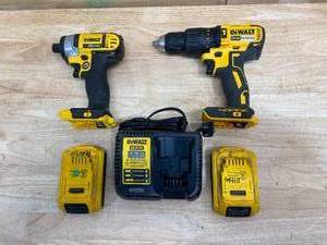 lot 109 image: DEWALT Drill Driver, Impact Driver with 2 Batteries and a Charger