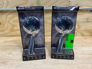 lot 117 image: JACUZI Lot of 2-  Theraspin Chrome 6-Spray Handheld Shower 2.5-GPM (9.5-LPM)