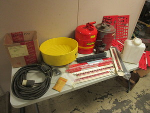 JUST-RITE 5-GALLON SAFETY CAN - NEW, DRUM FUNNEL, CRAFTSMAN SOCKET ORGANIZERS, SOCKET RAILS, MORE