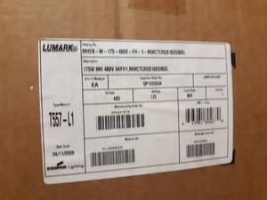 lot 6 image: (3) NEW Cooper  Lumark 175W 480V High Bay Lights w 18 Reflectors & Lens Covers