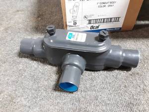lot 131 image: (5) OCAL Blue 1 PVC Coated Conduit Bodies