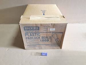 lot 120 image: Case of 1000 Brooks Plastic Padlock Seals - Purple