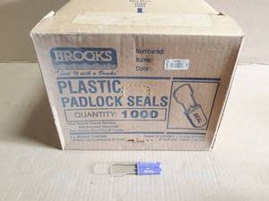 lot 123 image: Case of 1000 Brooks Plastic Padlock Seals - Purple