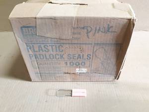 lot 125 image: Case of 1000 Brooks Plastic Padlock Seals - Pink