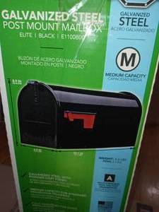 Elite Medium, Steel, Post Mount Mailbox Black by Gibraltar Mailboxes- OPEN BOX NOT USED