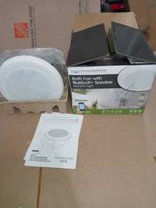 Decorative White 80 CFM Ceiling Mount Bluetooth Stereo Speaker Bathroom Exhaust Fan with LED Light by Home Netwerks - slightly used