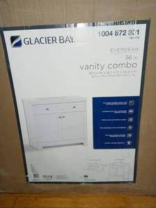 Everdean 36.5 in. W x 19 in. D x 34 in. H Bath Vanity in White with Cultured Marble Vanity Top in White with White Sink by Glacier Bay - open box not used