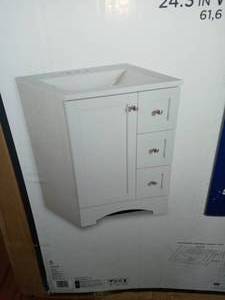Lancaster 24 in. W Bath Vanity in White with Alpine Vanity Top in White by Glacier Bay- not open