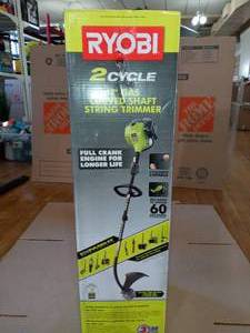 25cc 2-Cycle Attachment Capable Full Crank Curved Shaft Gas String Trimmer by RYOBI - open box not used