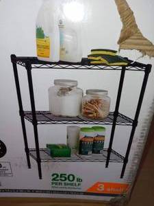 Black 3-Tier Metal Wire Shelving Unit (24 in. W x 30 in. H x 14 in. D) by HDX - not open