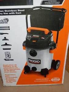 16 Gal. 6.5-Peak HP Stainless Steel WetDry Shop Vacuum with Filter, Hose and Accessories by RIDGID - open box not used