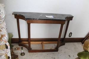 lot 102 image: Marble Top Wood Entrance Table