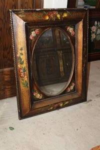 lot 134 image: Decorative Roses Ornate Wood Framed Wall Mirror