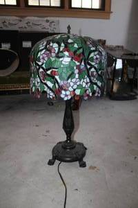 lot 108 image: Table Lamp with Stained Glass Shade