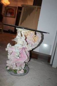 lot 114 image: Angel Pedestal Glass Top Table