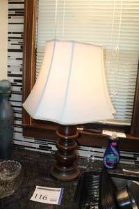 lot 116 image: Lot of (2) Table Lamp with White Fabric Shade