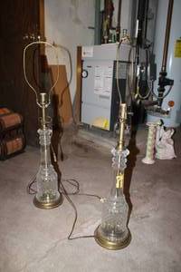 lot 177 image: Lot of (2) Clear Crystal Glass Table Lamps