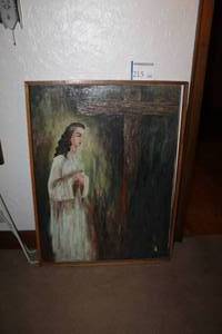 lot 215 image: Religious Man with Cross Wood Framed Painting