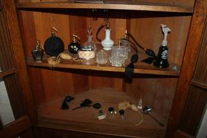 lot 220 image: Lot of (11) Vintage Perfume Bottles with Misc. SprayMist Accessories (x10), Lighter (x1)