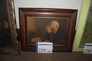 lot 229 image: Thinking Man Wood Framed Painting