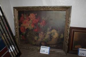 lot 228 image: Flower Arrangements Ornate Wood Framed Painting