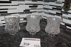 lot 39 image: Lot of (3) 24% Lead Crystal Hand Cut Glass Table Glasses