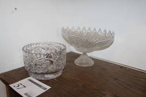 lot 57 image: Lot of (2) Crystal Glass Serving Bowls