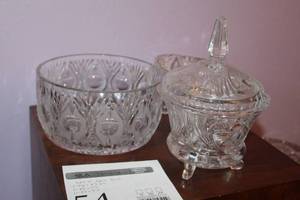 lot 54 image: Lot of (3) Crystal Glass Serving Bowls and One Lid