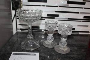 lot 68 image: Lot of (3) Crystal Glass Stem Bowls