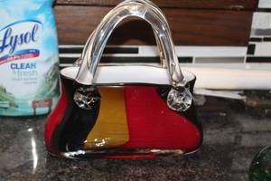 lot 80 image: RedYellowBlue Crystal Glass Womens Handbag with Clear Handles
