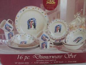 16pc Christmas Snowman Dinnerware S...