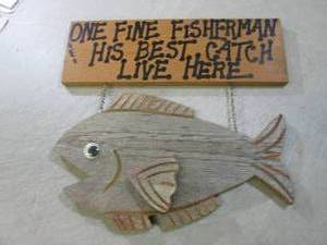 Wood Hanging Fish Sign 16 12 x 15...