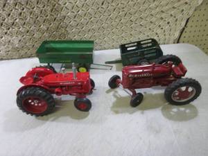 2 Diecast Tractors and 2 Trailers  ...