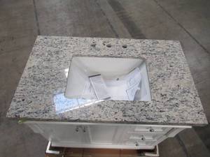 lot 301 image: Foremost Naples 37 in. W Bath Vanity Cabinet Only in White with Top NAWA3621D