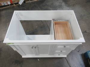 lot 302 image: Foremost Naples 36 in. W Bath Vanity Cabinet Only in White with Right Hand Drawers NAWA3621D