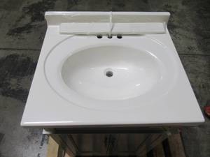 lot 329 image: Home Decorators Collection Ashburn 25 in. W x 22 in. D Vanity Cabinet in Grey with White Top ASGRA2421