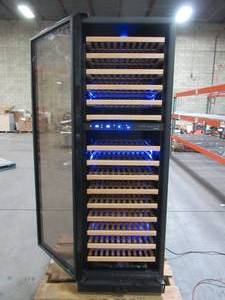 lot 330 image: NFINITY Wine Enthusiast  170 Bottle Dual-temperature Wine Cellar Black Trimmed Door 7 Blue LED Interior Lights Built-in Versatility 273037004