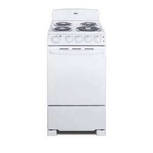 lot 117 image: Summit Appliance 20 in. 2.3 cu. ft. Electric Range in White - Top is a little loose.